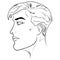 Outline side profile of a human male head