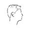 Outline side profile of a human male head. male profile vector sketch illustration