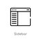 outline sidebar vector icon. isolated black simple line element illustration from ui concept. editable vector stroke sidebar icon