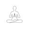 Outline silhouette of a human sitting in padmasana position with hands namaste
