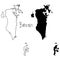 Outline and silhouette map of Bahrain - vector illustration hand