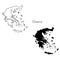Outline and silhouette map of Greece - vector illustration hand