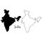 Outline and silhouette map of India - vector illustration hand d