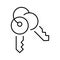 Outline simple keys on ring icon vector illustration. Symbol of private keep protection and security