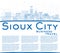 Outline Sioux City Iowa Skyline with Blue Buildings and Copy Spa