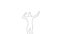 Outline sketch of man with muscular body performs a jump in the splits on white background.