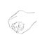 Outline sketch of mother hand holding baby tiny foot.