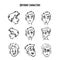 Outline sketched man characters. Vector illustration with different emotions