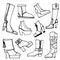 Outline Sketchy vector.Females shoes,boots set