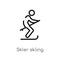 outline skier skiing vector icon. isolated black simple line element illustration from sports concept. editable vector stroke