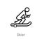 outline skier vector icon. isolated black simple line element illustration from user concept. editable vector stroke skier icon on
