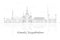 Outline Skyline panorama of city of Almaty, Kazakhstan