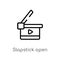 outline slapstick open vector icon. isolated black simple line element illustration from cinema concept. editable vector stroke