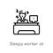 outline sleepy worker at work vector icon. isolated black simple line element illustration from business concept. editable vector