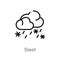 outline sleet vector icon. isolated black simple line element illustration from weather concept. editable vector stroke sleet icon