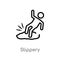 outline slippery vector icon. isolated black simple line element illustration from cleaning concept. editable vector stroke