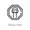 outline slippy road vector icon. isolated black simple line element illustration from transport concept. editable vector stroke