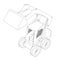 Outline of a small forklift from black lines isolated on a white background. Isometric view. Vector illustration