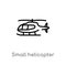 outline small helicopter vector icon. isolated black simple line element illustration from transport concept. editable vector