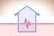 Outline of a small house with a  check-up chart level testing - concept image with copy space