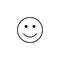 Outline smile vector icon. Very happy round face smiley line sign. Positive emotion