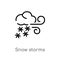 outline snow storms vector icon. isolated black simple line element illustration from weather concept. editable vector stroke snow