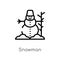 outline snowman vector icon. isolated black simple line element illustration from winter concept. editable vector stroke snowman