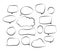 Outline speech bubbles. Doodle speech balloon sketch hand drawn scribble bubble talk cloud comic line retro shouting