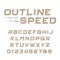 Outline speed alphabet font. Oblique letters and numbers in line style.