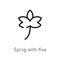 outline sprig with five leaves vector icon. isolated black simple line element illustration from nature concept. editable vector