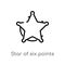 outline star of six points vector icon. isolated black simple line element illustration from geometry concept. editable vector