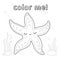 Outline starfish. Coloring page. Black and white starfish cartoon character. Vector illustration isolated on white background.