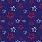 Outline Stars Shape Ornament. American Seamless Pattern Design Template. Red, Dark Blue and White Color Theme