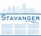 Outline Stavanger Norway city skyline with blue buildings and copy space. Stavanger cityscape with landmarks. Business travel and