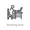 outline studying zone vector icon. isolated black simple line element illustration from other concept. editable vector stroke
