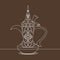 Outline Style Antique Dallah Arabian Coffee Pot Vector Illustration