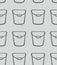 Outline style metal buckets for cleaning seamless pattern on gray background