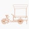 Outline Style Mobile Food Bike Shop Vector Illustration