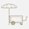 Outline Style Mobile Mini Food Cart With Umbrella Vector Illustration
