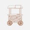 Outline Style Mobile Wooden Food Cart Vector Illustration