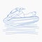 Outline Style Oblique Personal Watercraft Vector Illustration