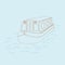 Outline Style Top Front Side View Canal Boat Vector Illustration