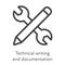 Outline style ui icons hard skill collection. Technology and business. Vector black linear icon illustration. Wrench and pencil
