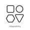 Outline style ui icons soft skill for business collection. Vector black linear illustration. Adaptability. Group of various