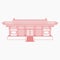 Outline Style Wide Traditional Chinese Building Vector Illustration