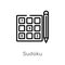 outline sudoku vector icon. isolated black simple line element illustration from free time concept. editable vector stroke sudoku