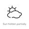 outline sun hidden partially vector icon. isolated black simple line element illustration from weather concept. editable vector