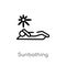 outline sunbathing vector icon. isolated black simple line element illustration from holidays concept. editable vector stroke