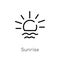 outline sunrise vector icon. isolated black simple line element illustration from weather concept. editable vector stroke sunrise