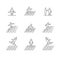 Outline surfing icons set